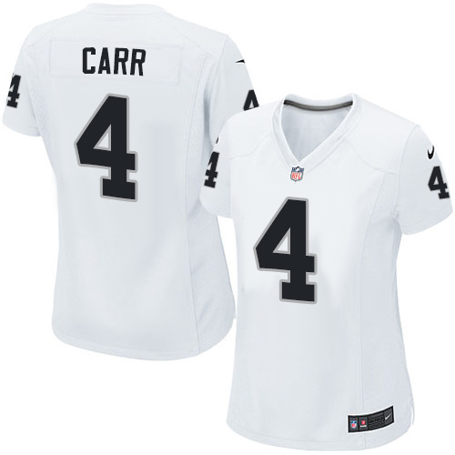 Women's Limited Derek Carr Nike Jersey White Road - #4 NFL Oakland Raiders